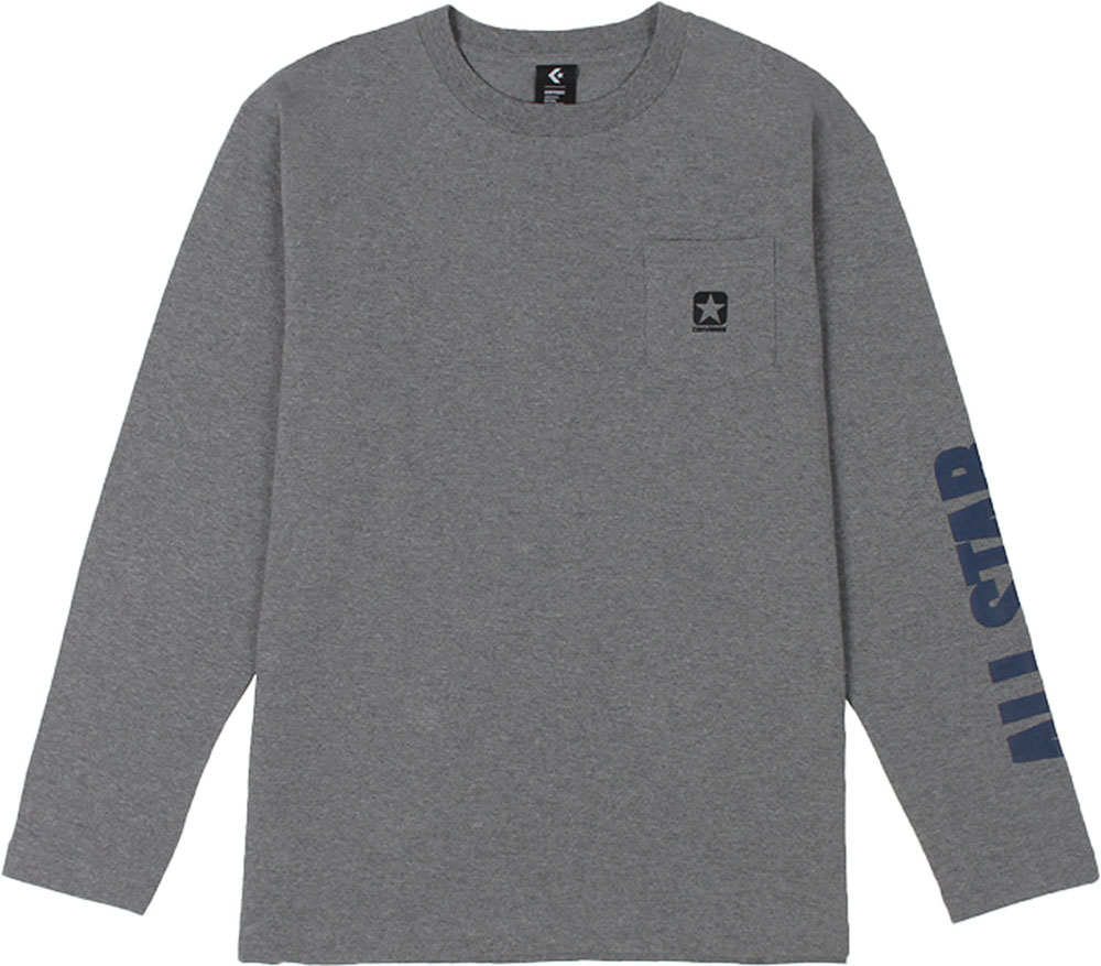 クルーネックロングスリーブTシャツ 胸ポケット付き
